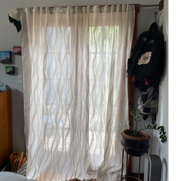 Crate & Barrel Elester Ivory Sheer Curtain Panels 50"x84" (pair of 2 panels) - Picture 1 of 3